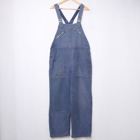 40s-50s France Vintage Adolphe Lafont  Blue Moleskin French Work Overalls  1