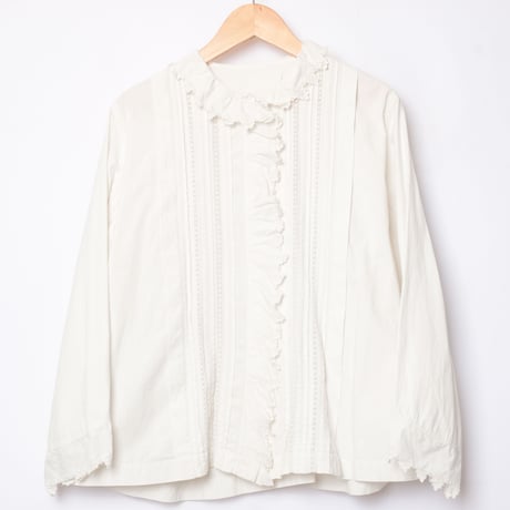 France Antique Frill Cotton  Blouse  2