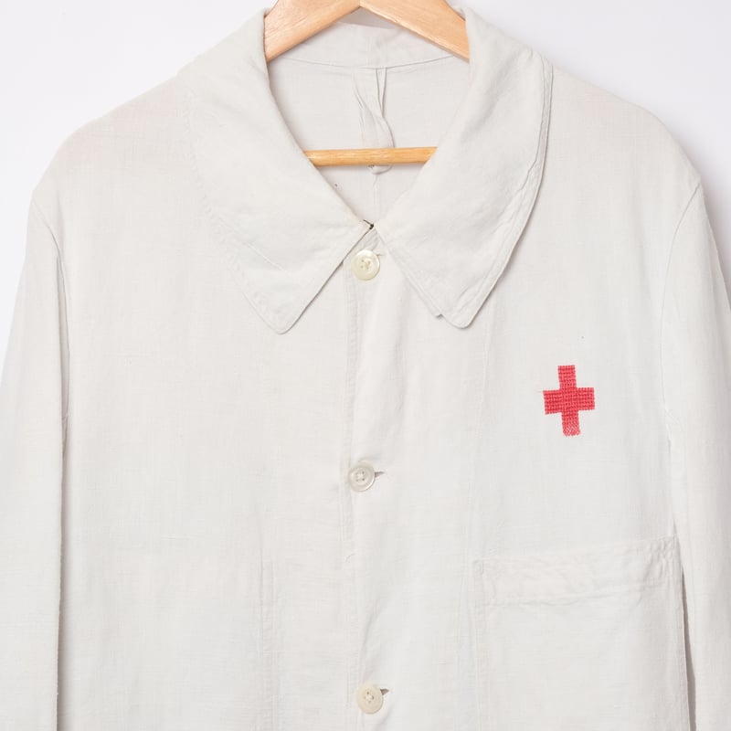 30s France Antique Linen Red Cross Hospital C...