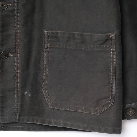 40s France Vintage Dubure & Deverchere Black Moleskin Work Jacket