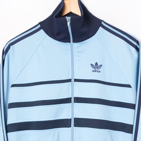 70-80s Vintage adidas Ventex Track Jacket Model  First Light Blue×Navy (Made in France)