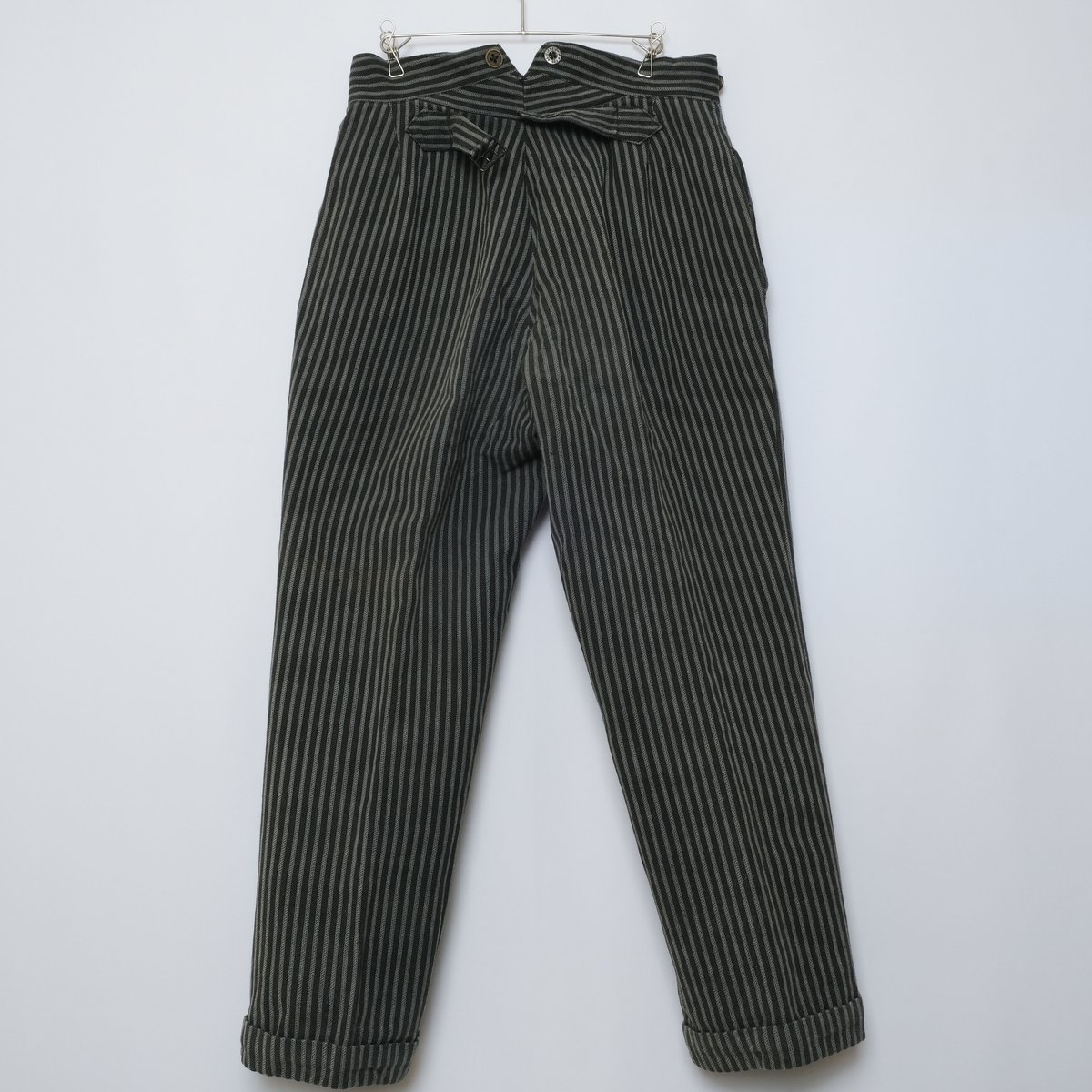 30-40s French Vintage Stripe Wool Trousers | U