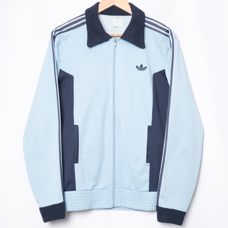 70-80s Vintage adidas Track Jacket Light Blue × Navy (Made in France)