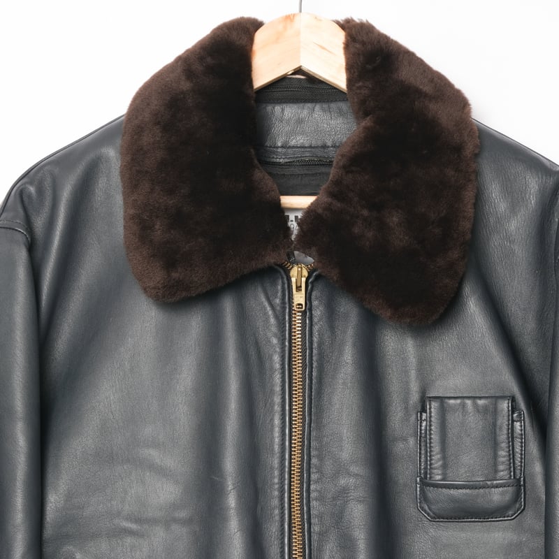 French Army Pilot Leather Jacket (Navy) Size104