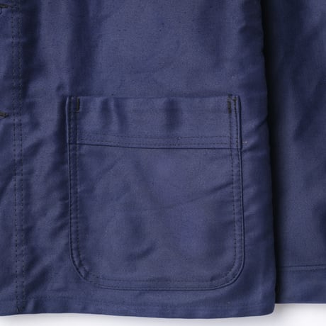 60s France Vintage A St Michel Blue Moleskin Work Jacket Dead Stock