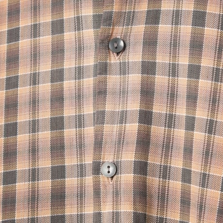 40-50s France Vintage Checked Granpa Shirt Orange × Dark Brown