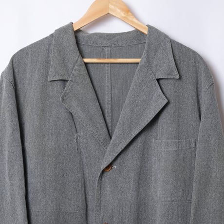 40-50s French Vintage DUTHILLEUL&MINART Black Chambray Atelier Coat