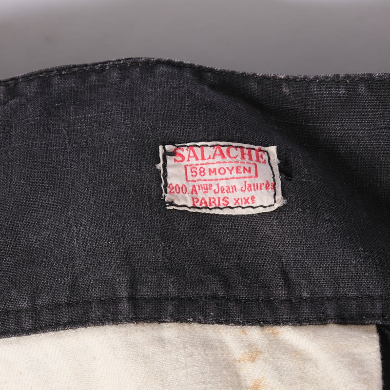 30-40s France Vintage SALASHE Black Linen Maq 30-40s France Vintage SALASHE Black Linen Maq