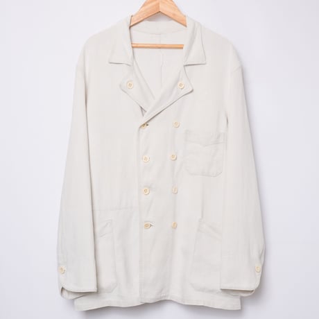 30s -40s French Vintage  Linen Double Breasted  Work Jacket