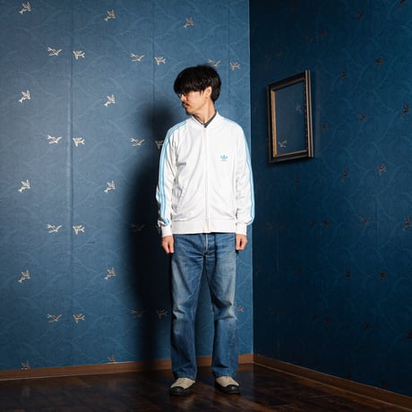 70-80s Vintage adidas Ventex ATP Track Jacket White × Light Blue (Made in France)