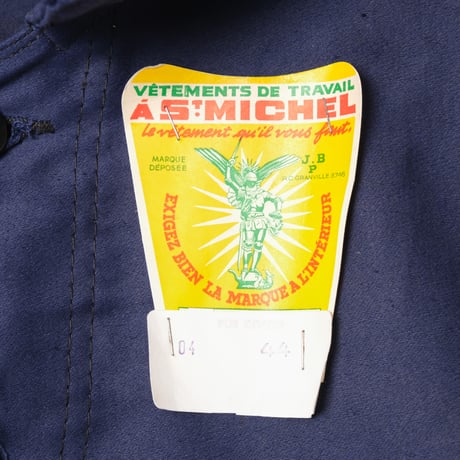60s France Vintage A St Michel Blue Moleskin Work Jacket Dead Stock