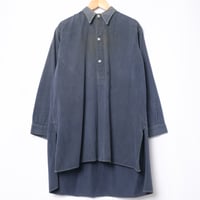 40-50s France Vintage Cotton Granpa Shirt Blue ( 3/4 sleeves）
