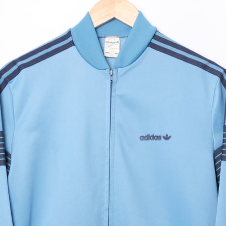 70-80s Vintage adidas Ventex Collarless Track Jacket Light Blue × Navy