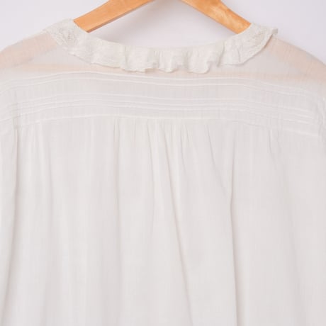 〜1930s French Antique Cotton Lace Short Sleeve Night Dress  1