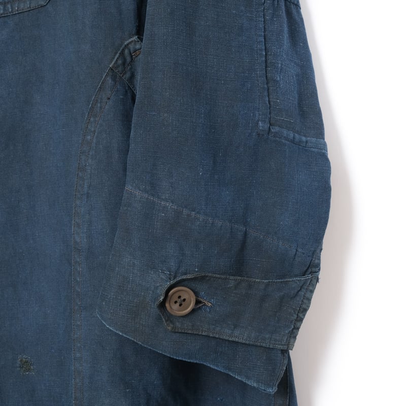 フレンチヴィンテージ　マキニョン　フルオープン 30-40s France Vintage Linbleuvil Black Linen M