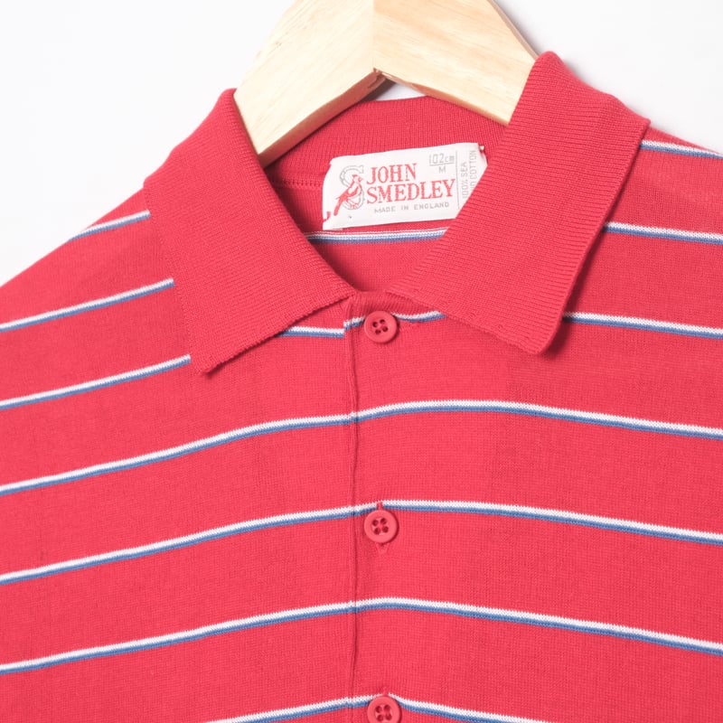 JOHN SMEDLEY 半袖ポロシャツ 赤 レッド S Blaze Red 80s JOHN SMEDLEY Sea Island Cotton Half sleeves