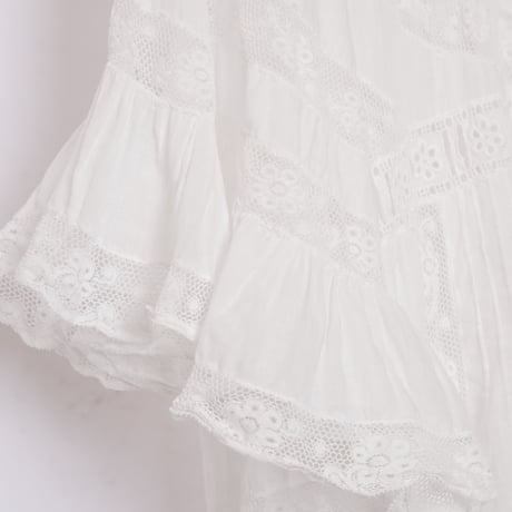 〜1930s French Antique Cotton Lace Short Sleeve Night Dress  2