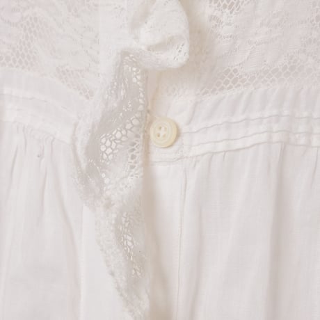 〜1930s French Antique Cotton Lace Short Sleeve Night Dress  1