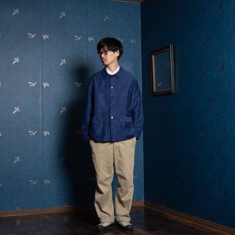 40-50s France  Vintage  Vicardex Blue Moleskin Jacket