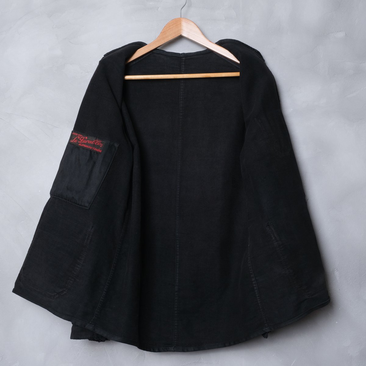 30s-40s Le Durable Black Moleskin Jacket Wood 30s-40s Le Durable Black Moleskin Jacket Wood