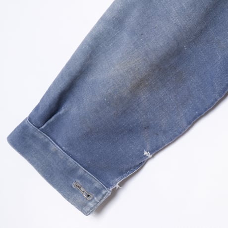 30-40s France Vintage Paul Passant Blue Moleskin Work Jacket