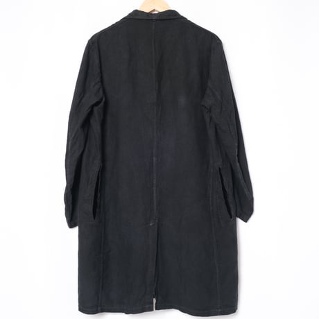 40s France Vintage Black Linen  Maquignon Coat