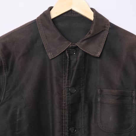 40-50s Le Mont St Michel Black Moleskin Jacket Size 46