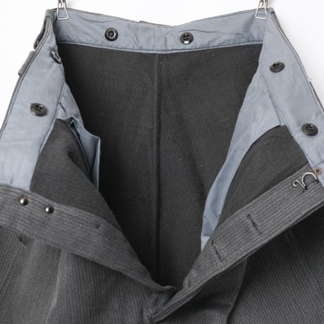 40-50s France Vintage Gray Cotton Pique Hunting Trousers Dead Stock