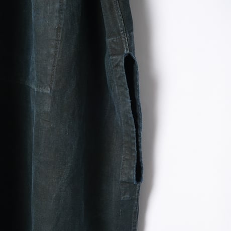 ~20s France Antique Indigo linen Biaude (Fullopen)