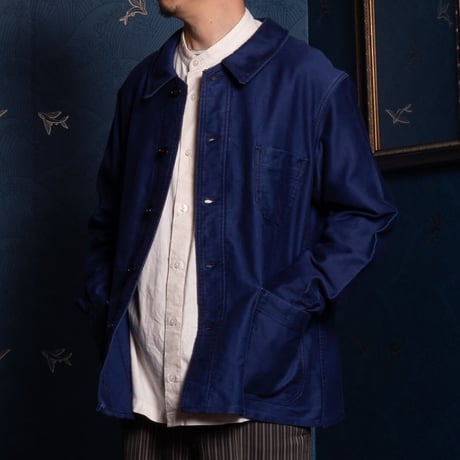 50-60s France Vintage Le Favori Blue Moleskin Jacket