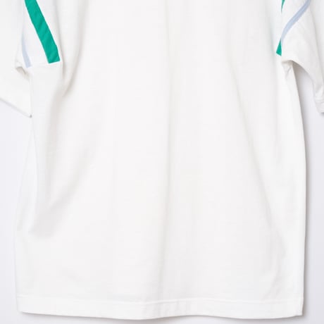 80s Vintage adidas Ventex Short Sleeve Polo Shirt White × Light Blue Green Line（Made in France）