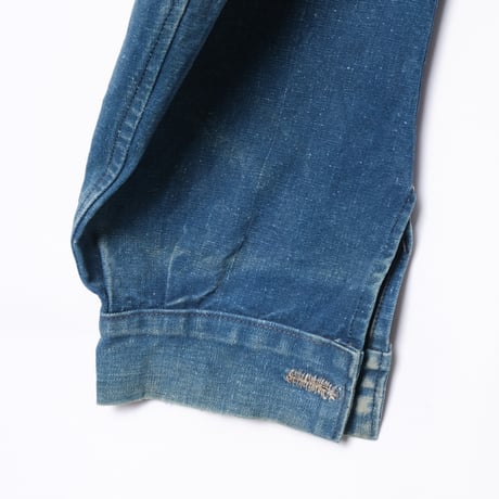 -30s France Vintage Indigo Cotton Linen Work Jacket