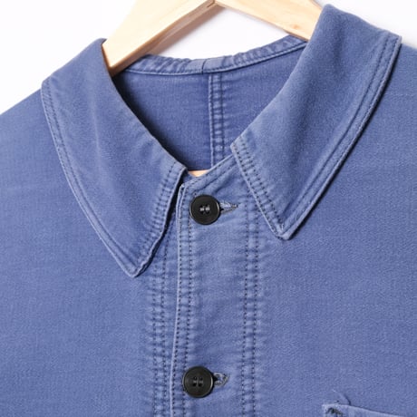 40-50s France Vintage Le Vauxois Blue Moleskin Work Jacket