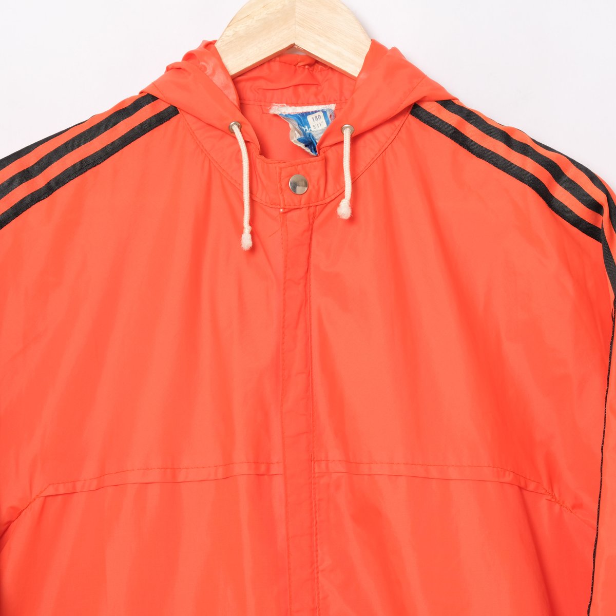 70-80s Vintage adidas Nylon Hoodi Orange × Blac...