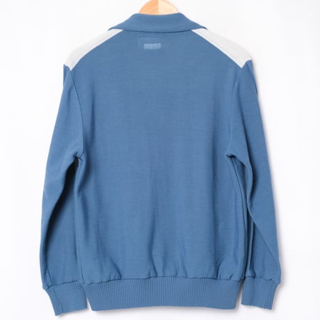 70-80s Vintage adidas Button Knit Jacket Blue Grey (Made in West Germany)