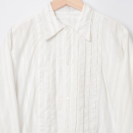 40-50s France Vintage Blue Striped Cotton Dress Shirt