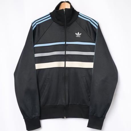 70-80s Vintage adidas Ventex Track Jacket Model First Black× Light Blue (Made in France)