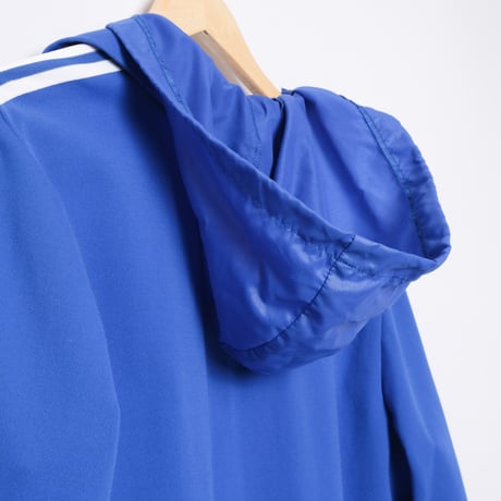 70s Vintage adidas Track Jacket With Hood Blue × White (Made in West Germany)