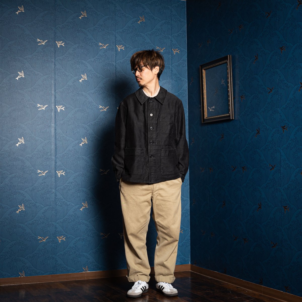 Adolphe Lafont ヴィンテージブラックモールスキンワークパンツ