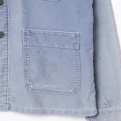 50s France Vintage Adolphe Lafont Blue Moleskin Work Jacket