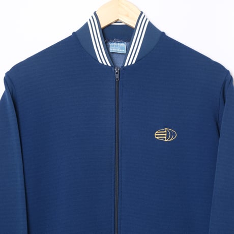 60s Vintage adidas Ventex Collarless Track Jacket Early World Mark Navy（Made in France）