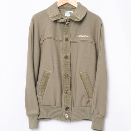 70-80s Vintage adidas Button Knit Jacket Khaki (Made in West Germany)