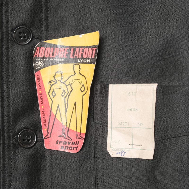 40-50s アドルフラフォン 筆記体タグ モールスキン Vポケ ユーロワーク 40年代 Adolphe Lafont Vポケ ブルーモールスキン ユーロワーク