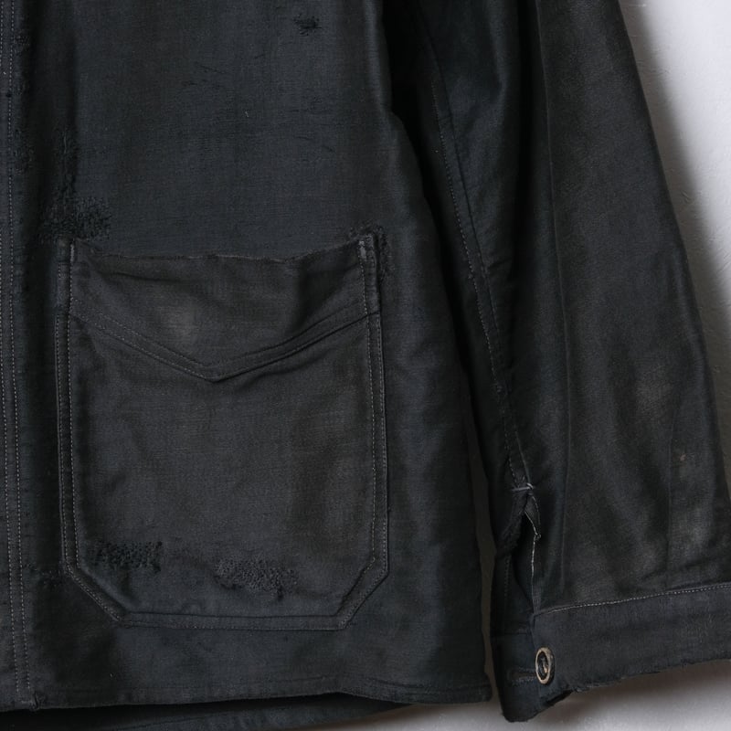 30s-40s Le Durable Black Moleskin Jacket Wood 30s-40s Le Durable Black Moleskin Jacket Wood