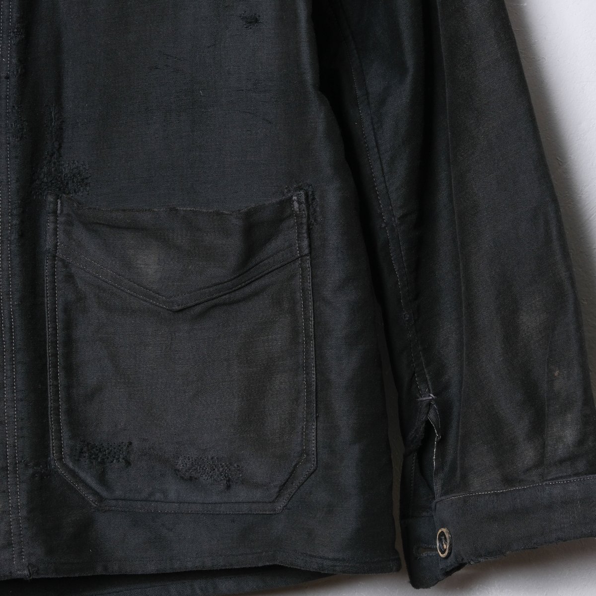 30s-40s Le Durable Black Moleskin Jacket Wood 30s-40s Le Durable Black Moleskin Jacket Wood