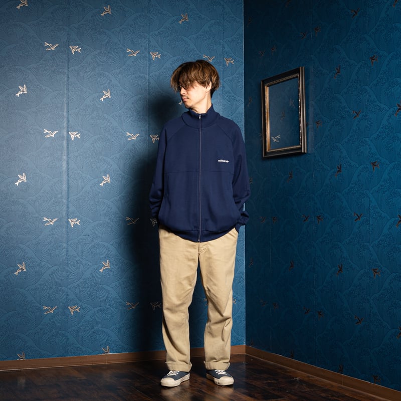 80s Vintage adidas Knit Track Jacket Navy (Made