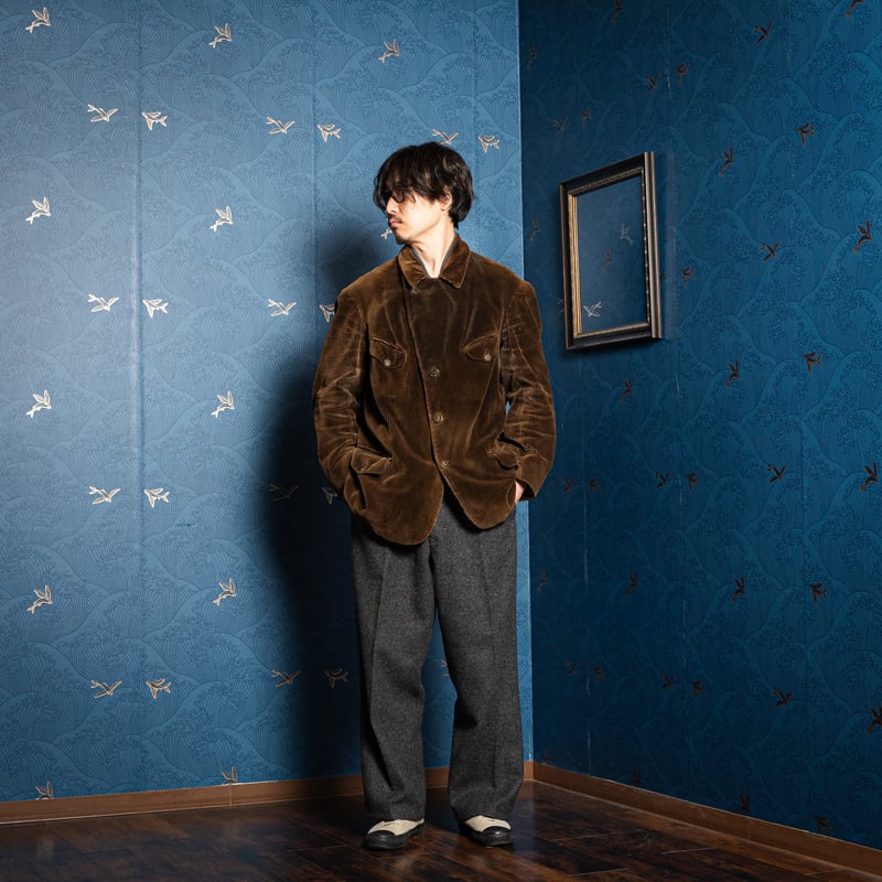 30-40s France Vintage Corduroy Hunting Jacket |