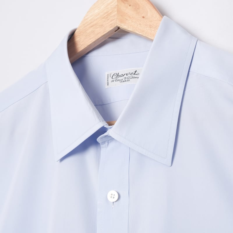 【最高級】Charvet シャルべ リネンコットンシャツ フランス製 00s- Charvet Cotton shirt Blue（Made in France）