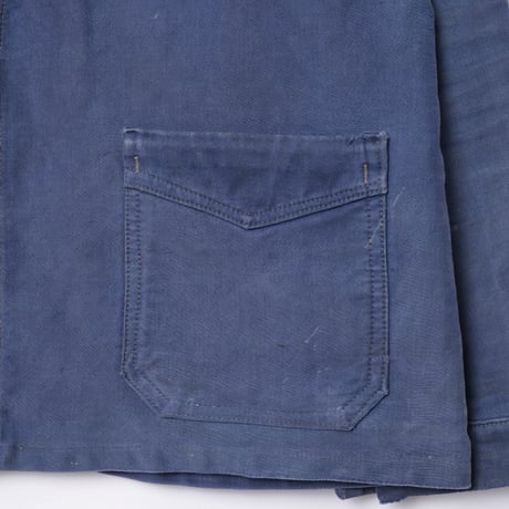 40s France Vintage Paul Passant Blue Moleskin Work Jacket