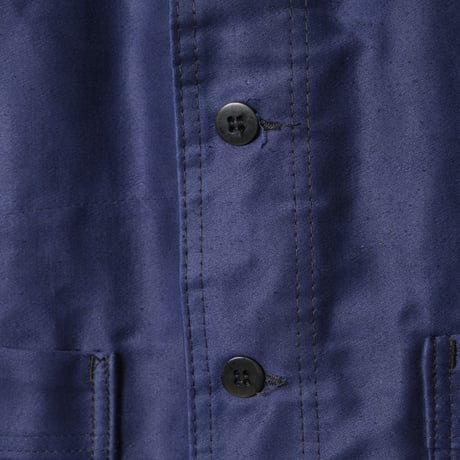 60s France Vintage A St Michel Blue Moleskin Work Jacket Dead Stock